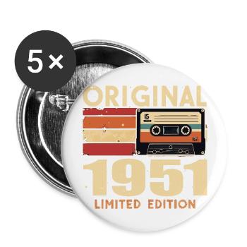 Geburtstag 1951 - Legendär Seit 1951 Geschenk 1951 - Buttons groß 56 mm (5er Pack) - Weiß - Vorne