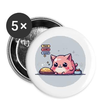 Pixel Pet - Retro Gaming - Buttons groß 56 mm (5er Pack) - Weiß - Vorne