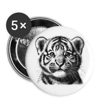 Tigre - Lot de 5 grands badges (56 mm) - blanc - Devant