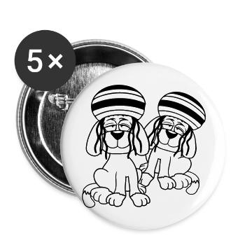 2 Dogs Reggae Dreadlocks Hat Chill Relaxed - Buttons large 2.2''/56 mm (5-pack) - white - Front