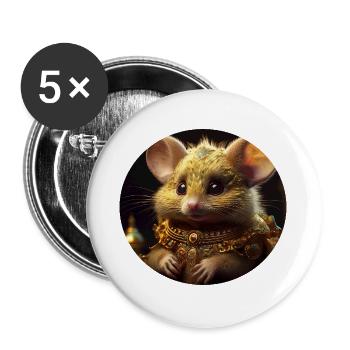 Kätzchen als königlicher Schatzmeister - Buttons groß 56 mm (5er Pack) - Weiß - Vorne