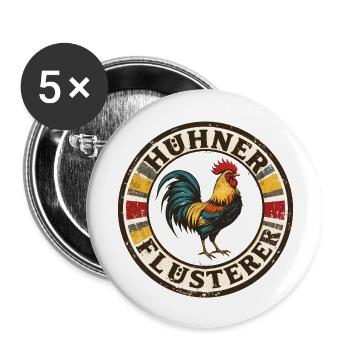 Hühnerflüsterer - chicken whisperer 090437 - Buttons groß 56 mm (5er Pack) - Weiß - Vorne