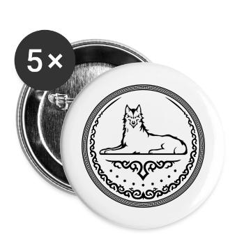 Ichkerischer Wolf - Buttons groß 56 mm (5er Pack) - Weiß - Vorne