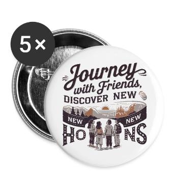 Journey with Friends adevnture travel quote text - Buttons large 2.2''/56 mm (5-pack) - white - Front