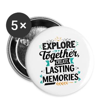 Explore Together adevnture travel quote text art - Buttons large 2.2''/56 mm (5-pack) - white - Front