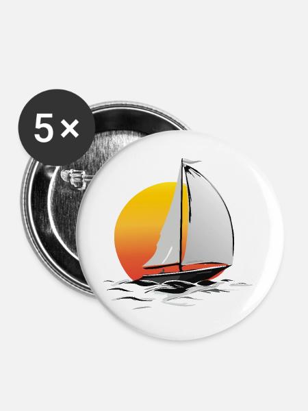 Sailor with sun - Buttons large 2.2''/56 mm (5-pack) - white