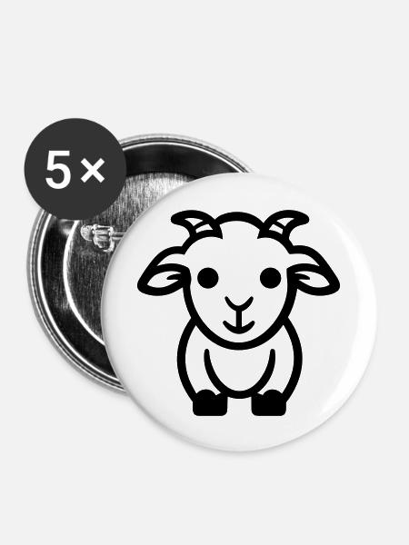 Ziegenbock - Buttons groß 56 mm (5er Pack) - Weiß