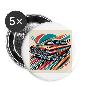 Retro classic car - Buttons large 2.2''/56 mm (5-pack) - white - Front