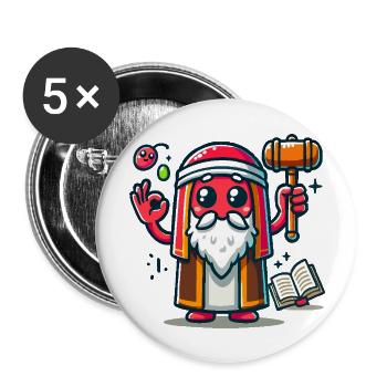 Héros rouge avec un marteau - Lot de 5 grands badges (56 mm) - blanc - Devant