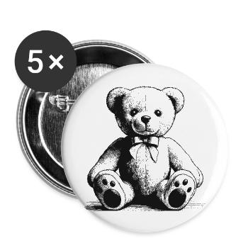 Teddybär - Buttons groß 56 mm (5er Pack) - Weiß - Vorne