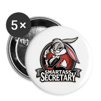 Smartass Secretary Bunny Cadeau drôle - Lot de 5 grands badges (56 mm) - blanc - Devant