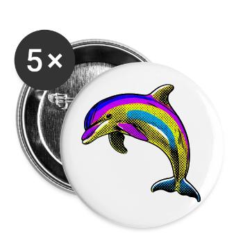 Delfin - Buttons groß 56 mm (5er Pack) - Weiß - Vorne