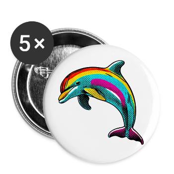 Delfin - Buttons groß 56 mm (5er Pack) - Weiß - Vorne