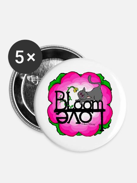Frühling-Katze Spring Love - Buttons groß 56 mm (5er Pack) - Weiß