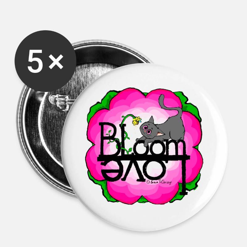 Spring Cat Spring Love - Buttons large 2.2''/56 mm (5-pack) - white