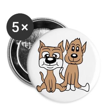 2 chiens amis assis mignon deux équipe équipage duo - Lot de 5 grands badges (56 mm) - blanc - Devant