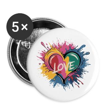 Colorful Love - Buttons large 2.2''/56 mm (5-pack) - white - Front