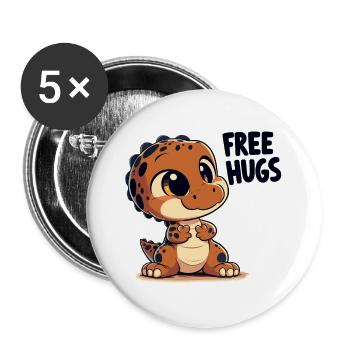 T-Rex süß Baby Dino Babydino Dinobaby Geschenk - Buttons groß 56 mm (5er Pack) - Weiß - Vorne
