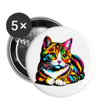 Cat - Buttons large 2.2''/56 mm (5-pack) - white - Front