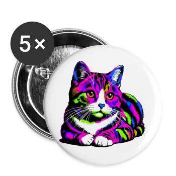 Cat - Buttons large 2.2''/56 mm (5-pack) - white - Front
