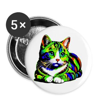 Cat - Buttons large 2.2''/56 mm (5-pack) - white - Front