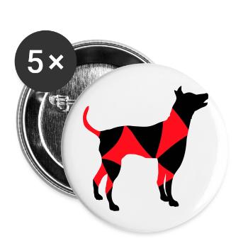 Großer Hund Silhouette Gefährlich Cooles Muster - Buttons groß 56 mm (5er Pack) - Weiß - Vorne