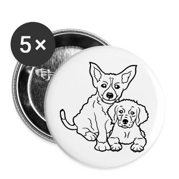 2 dogs team two friends crew happy brothers - Buttons large 2.2''/56 mm (5-pack) - white - Front
