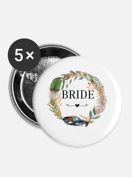 Trensenkranz Boho Blumen - Buttons groß 56 mm (5er Pack) - Weiß