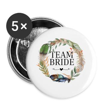Team bridle wreath boho flowers - Buttons large 2.2''/56 mm (5-pack) - white - Front