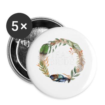Team bridle wreath boho flowers - Buttons large 2.2''/56 mm (5-pack) - white - Front