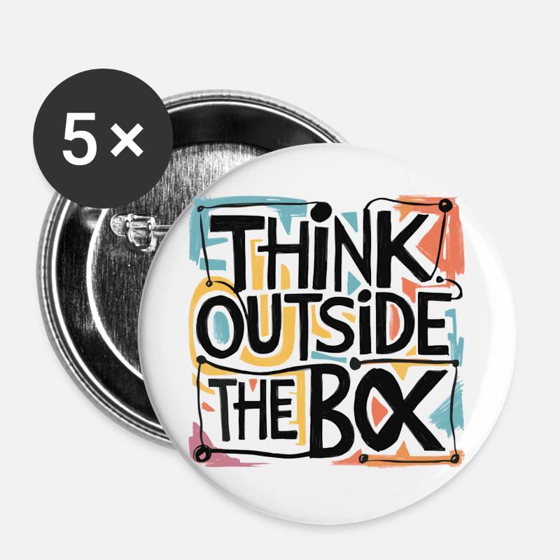 Think outside the box - Motivation - Alternative - Buttons large 2.2''/56 mm (5-pack) - white