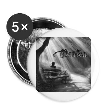 Warten - Buttons groß 56 mm (5er Pack) - Weiß - Vorne