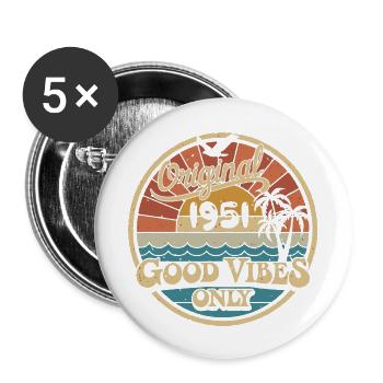 Original 1951 Vintage 1951 Birthday Retro 1951 - Buttons large 2.2''/56 mm (5-pack) - white - Front