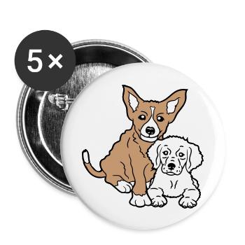 2 dogs team two friends crew happy brothers - Buttons large 2.2''/56 mm (5-pack) - white - Front