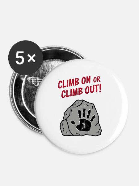 Climb On or Climb Out - Buttons groß 56 mm (5er Pack) - Weiß