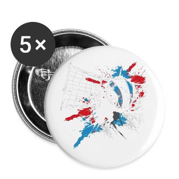 Dessin de volley-ball - Lot de 5 grands badges (56 mm) - blanc - Devant