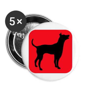 Dog Silhouette Symbol Button Logo Square Cool - Buttons large 2.2''/56 mm (5-pack) - white - Front