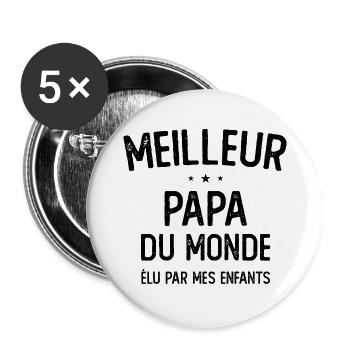 World's Best Dad, Father's Day Gift - Buttons large 2.2''/56 mm (5-pack) - white - Front