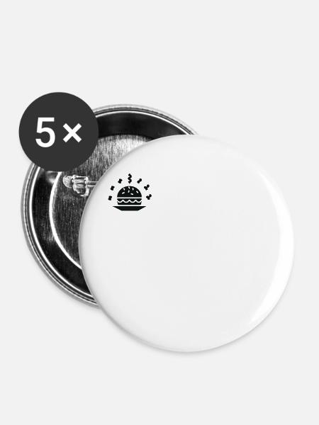 Burger - Buttons groß 56 mm (5er Pack) - Weiß
