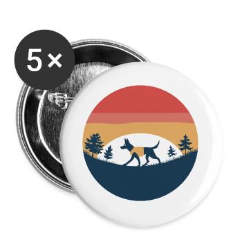 Hiking with Dog - Buttons large 2.2''/56 mm (5-pack) - white - Front