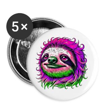 Sloth - Buttons large 2.2''/56 mm (5-pack) - white - Front