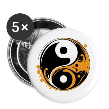 YIN UND YANG - Buttons groß 56 mm (5er Pack) - Weiß - Vorne