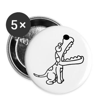 chien grande bouche museau faim regarder vers le haut - Lot de 5 grands badges (56 mm) - blanc - Devant