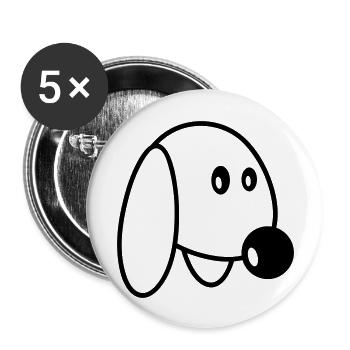 Dog Face Small Happy Pet Head Cute - Buttons large 2.2''/56 mm (5-pack) - white - Front