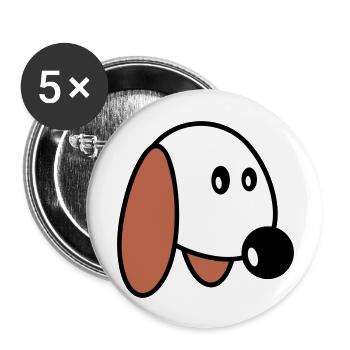 Dog Face Small Happy Pet Head Cute - Buttons large 2.2''/56 mm (5-pack) - white - Front