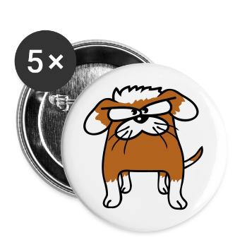 Dog animal looks angry angry serious aggressive sour - Buttons large 2.2''/56 mm (5-pack) - white - Front
