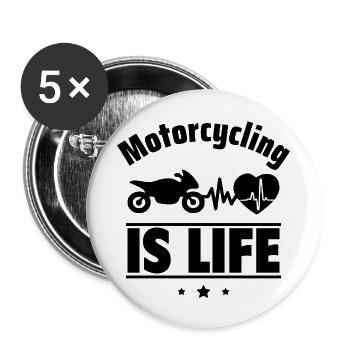 La moto, c’est la vie - Lot de 5 grands badges (56 mm) - blanc - Devant