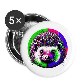 Hérisson - Lot de 5 grands badges (56 mm) - blanc - Devant