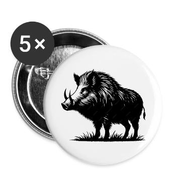 Le Sanglier - Lot de 5 grands badges (56 mm) - blanc - Devant