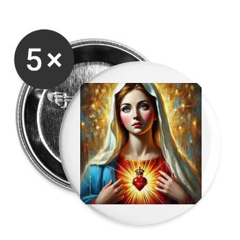 Holly Mary Maria Madonna Mariana Virgin Mary Holy - Buttons large 2.2''/56 mm (5-pack) - white - Front